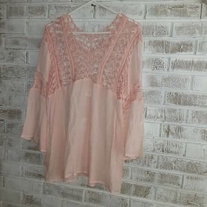 Forever Grace Crotchet Detail Top sz S NWT Peach